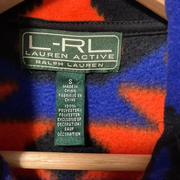 Ralph Lauren  Active Fleece Aztec Southwestern Print Blue Orange Vest - Picture 5 of 6